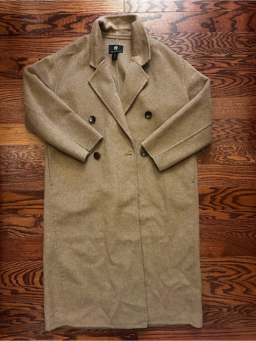 Women’s wool mix Double-Breasted Long Coat in Camel